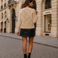 Women Casual Elegant Loose Sweater Round Neck Knit Tops Loose Knit Jumper Pullover High Collar Sweater Outfits