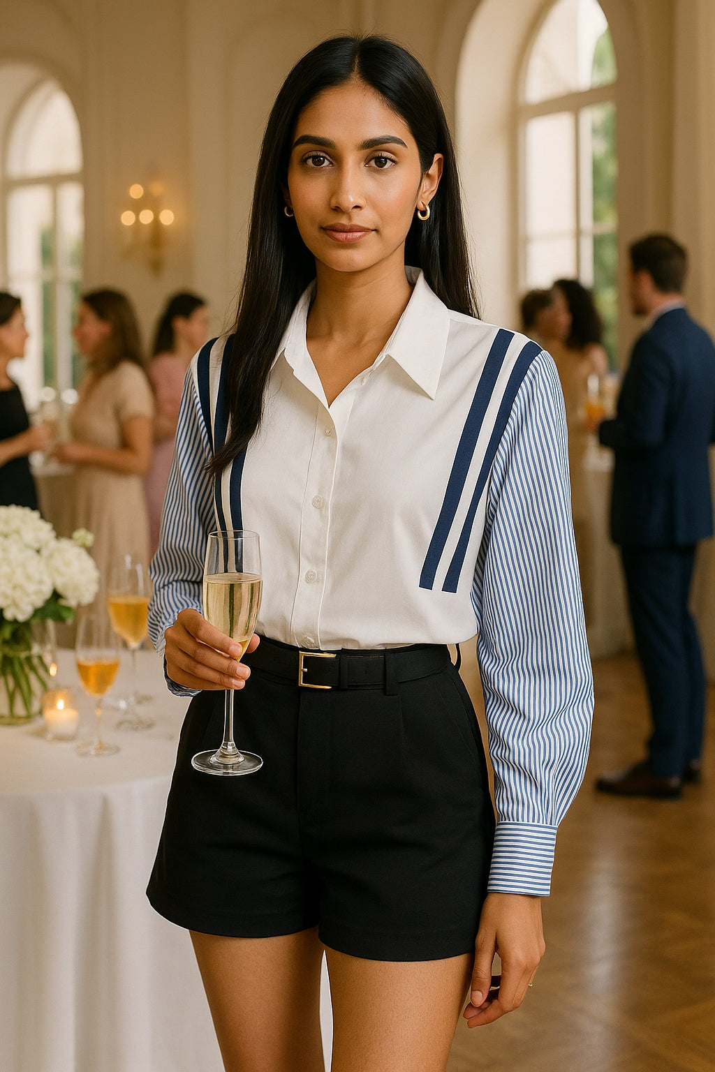 Style French Color Blocking Striped Shirt Long Sleeve Slimming Elegant Fashionable Shirt Women's Blouse