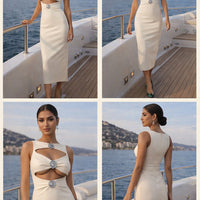 Women Elegant Sleeveless Slim Bodycon Evening Dress Fashion Strapless Long Dress