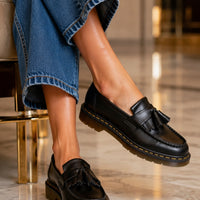 British Style Loafers Casual Round Toe Tassel Women's Leather Low Top Shoes Fashionable Slip-On Shoes