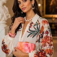 Women's Printed Shirt Long Sleeve Loose Button Cardigan Top Trendy Fashion Casual Blouses for Female