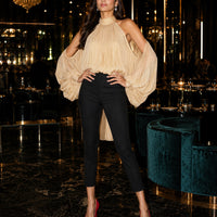 Loose Fashion Blouses for Women Round Neck Long Sleeves Patchwork Hollow Out Elegant Top Female Clothing