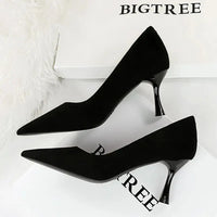 Suede Black Women Pumps Wine Glasses And High Heels Pointed Toe Women Heels Natalia Home Fashion Heels   Natalia Home Fashion