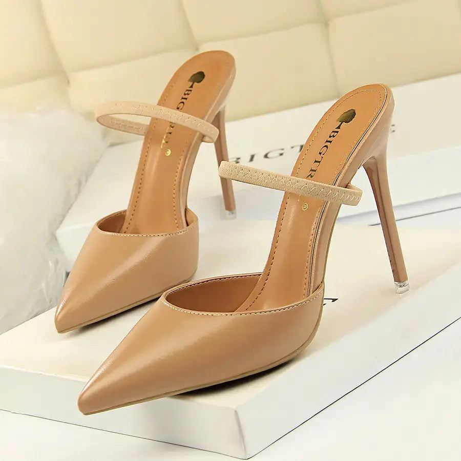Summer High Heels Slippers Pu Heeled Sandals Stiletto Ladies Shoes Fashion Female Shoes My Store