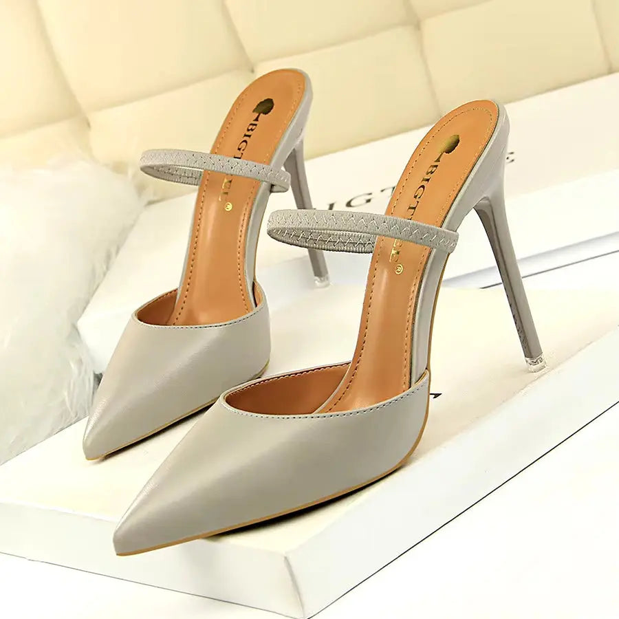 Summer High Heels Slippers Pu Heeled Sandals Stiletto Ladies Shoes Fashion Female Shoes My Store