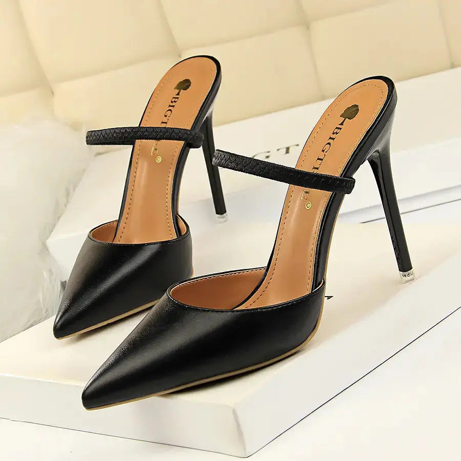 Summer High Heels Slippers Pu Heeled Sandals Stiletto Ladies Shoes Fashion Female Shoes My Store