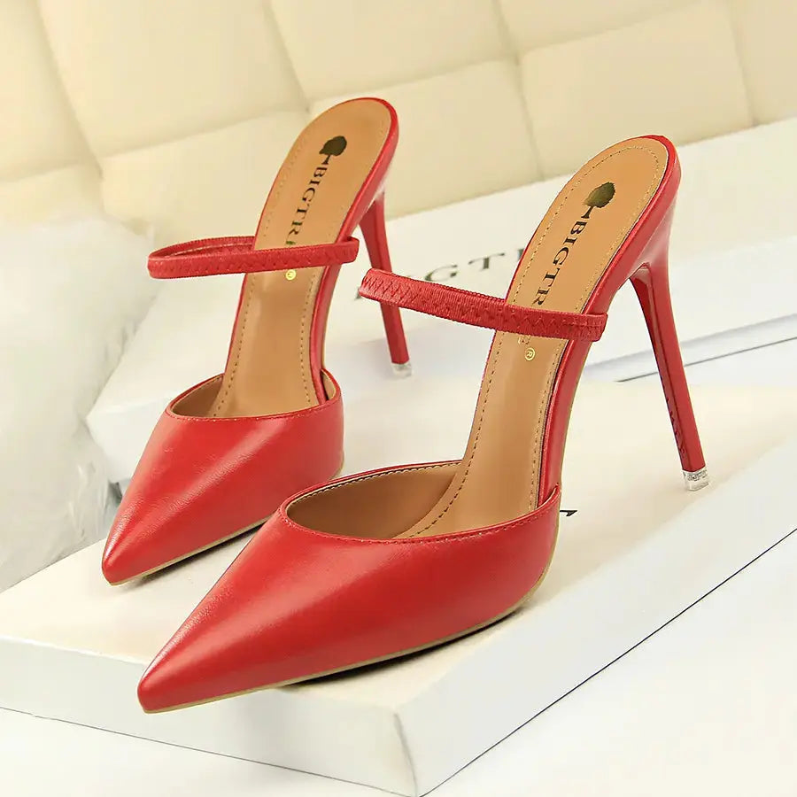 Summer High Heels Slippers Pu Heeled Sandals Stiletto Ladies Shoes Fashion Female Shoes My Store