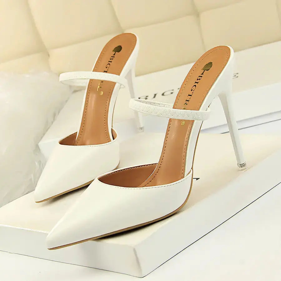 Summer High Heels Slippers Pu Heeled Sandals Stiletto Ladies Shoes Fashion Female Shoes My Store