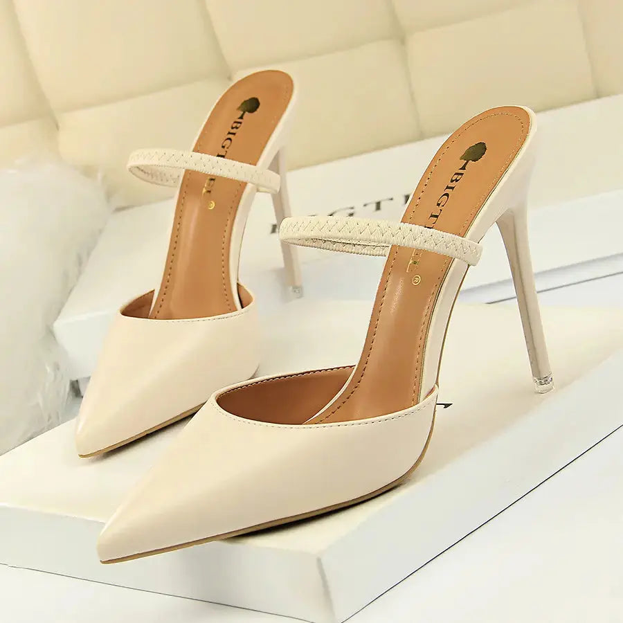 Summer High Heels Slippers Pu Heeled Sandals Stiletto Ladies Shoes Fashion Female Shoes My Store
