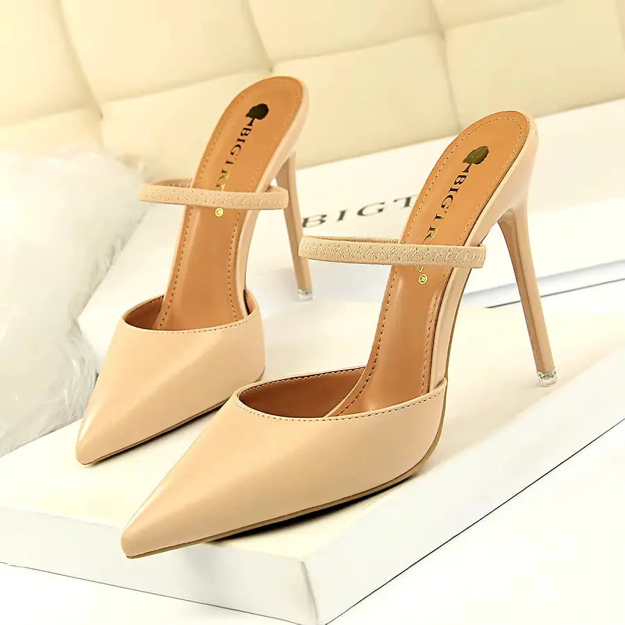 Summer High Heels Slippers Pu Heeled Sandals Stiletto Ladies Shoes Fashion Female Shoes My Store