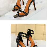 Summer Luxury Bling Sequined Open-toe Shoes T-strap Hollow Out High Heels Sandals Ladies Party Nightclub Sandal My Store