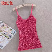 Tank Tops Women Clothing Summer Sleeveless Casual Slim Shirt Woman Streetwear Sexy Sequins Top Ladies Clothes Camis Natalia Home Fashion   1-rose-One-Size Natalia Home Fashion