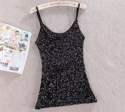 Tank Tops Women Clothing Summer Sleeveless Casual Slim Shirt Woman Streetwear Sexy Sequins Top Ladies Clothes Camis Natalia Home Fashion    Natalia Home Fashion