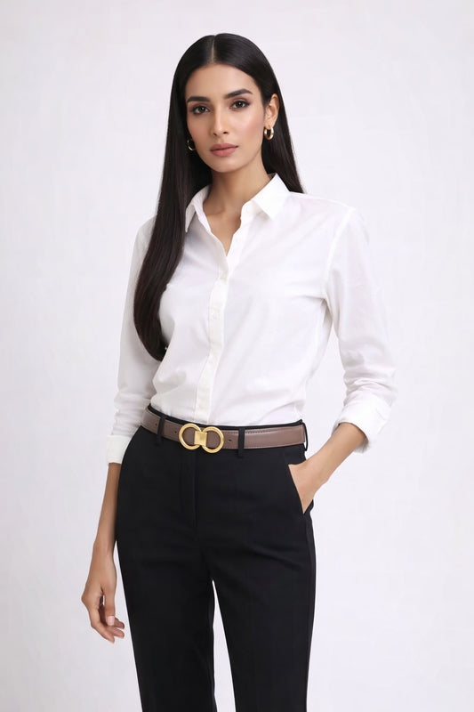 Belt Women Cow Leather Solid Color Symmetrical Buckle Waistband Jeans Dress Ladies Accessories Handmade