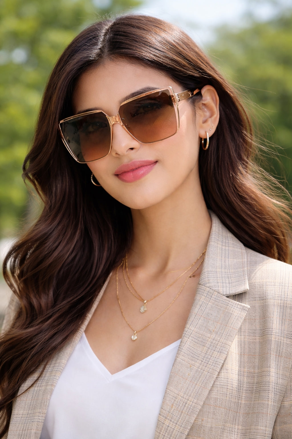 Large Frame Square Sunglasses Women's Brand Designer Fashion Sun Glasses Women Outdoor Travel Eyewear