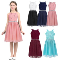 Teen Girls Sleeveless Sequined Floral Lace Shiny Dress for Wedding Formal Birthday Party Dresses Natalia Home Fashion    Natalia Home Fashion