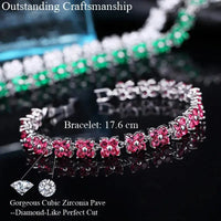 Trendy Blue Cubic Zirconia White Gold Color Flower Shape Fashion Party CZ Tennis Bracelet for Women Jewelry Natalia Home Fashion    Natalia Home Fashion