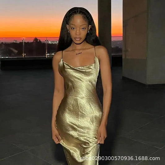 Trendy mermaid Ladies Dressing Bridesmaid sleeveless Wedding Elegant Evening Casual satin Sexy lace up Party Dress for Women My Store