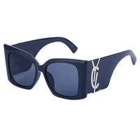 Vintage Brand Designer Oversized Cat Eye Sunglasses Women For Women Big Frame Shades Trendy Sexy Ladies Sun Glasses Natalia Home Fashion   Black-Silver-Black Natalia Home Fashion