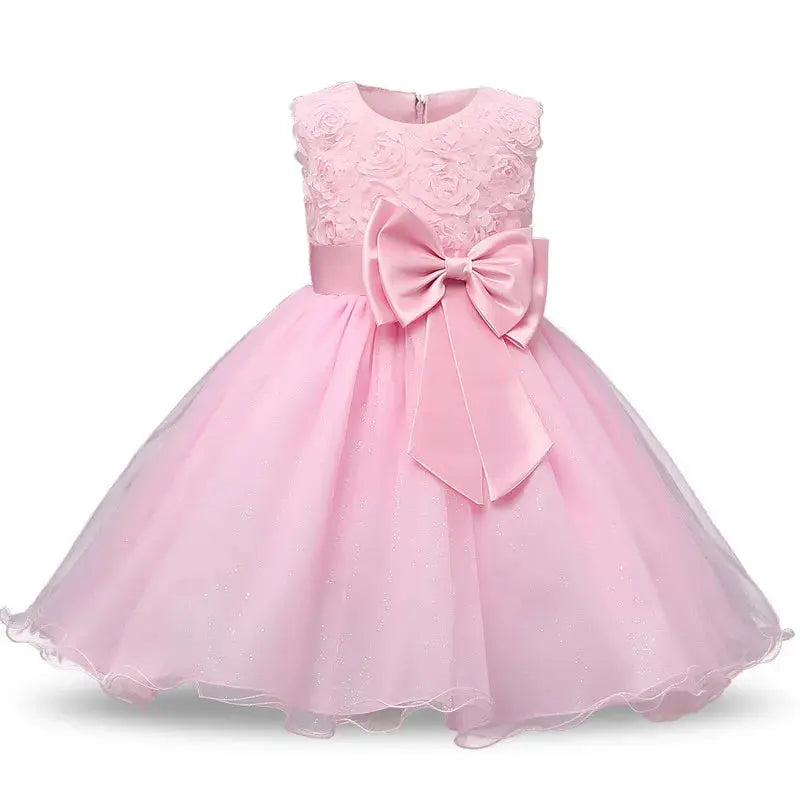 Vintage Flower Girl Princess Dress For Weddings Summer Kid Formal Bow Long Gown For School Evening Party Children Natalia Home Fashion   5Pink-5-11-12T Natalia Home Fashion