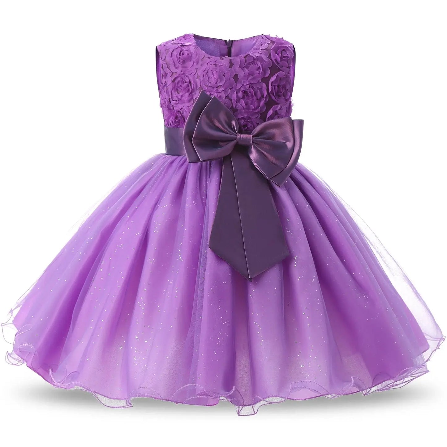 Vintage Flower Girl Princess Dress For Weddings Summer Kid Formal Bow Long Gown For School Evening Party Children Natalia Home Fashion   5Pueple-C5-7-8T Natalia Home Fashion