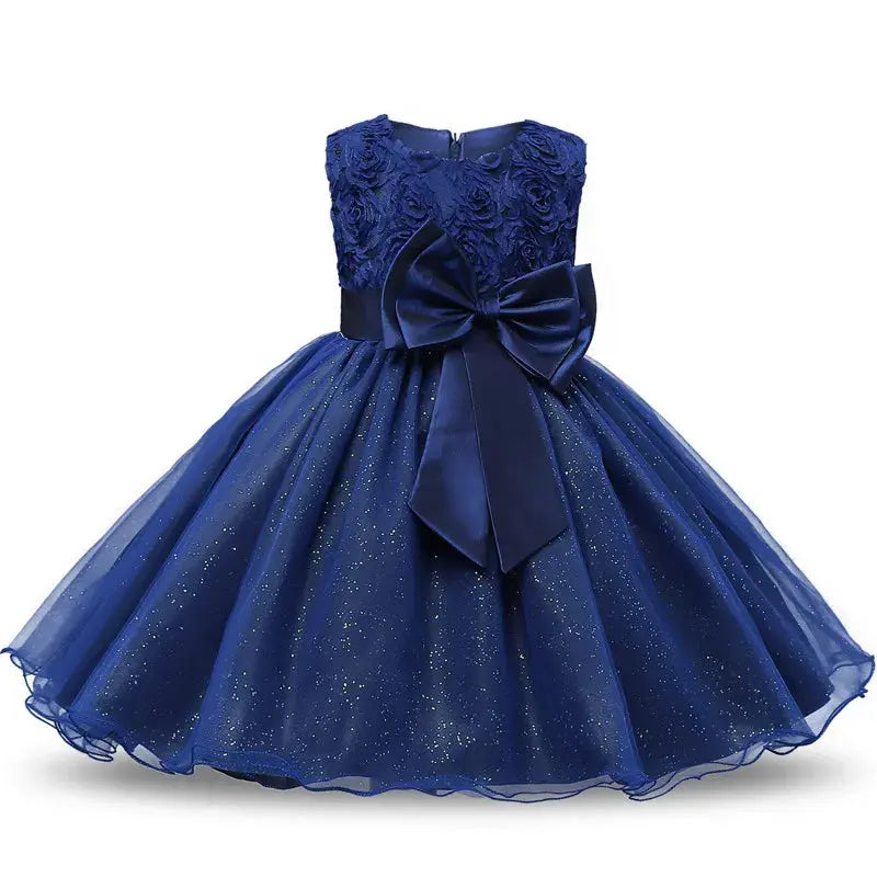 Vintage Flower Girl Princess Dress For Weddings Summer Kid Formal Bow Long Gown For School Evening Party Children Natalia Home Fashion   5Blue-C5-13-14T Natalia Home Fashion