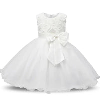 Vintage Flower Girl Princess Dress For Weddings Summer Kid Formal Bow Long Gown For School Evening Party Children Natalia Home Fashion   5WHITE-03-9-10T Natalia Home Fashion