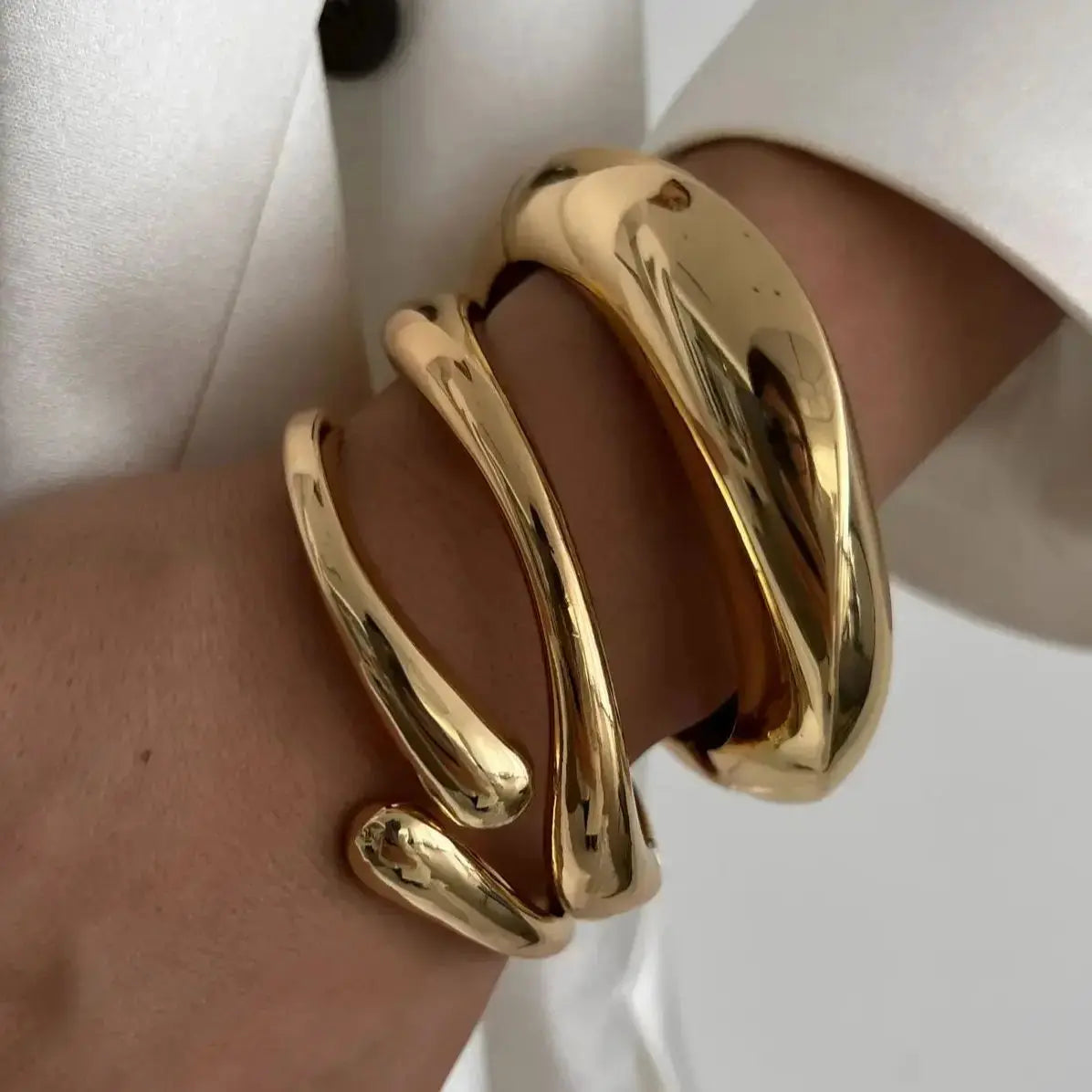 Vintage Hip Hop Metal Cuff Bangles Punk Gold Silver Color Geometric Spring Bangles For Women Bracelet women Jewelry Natalia Home Fashion    Natalia Home Fashion