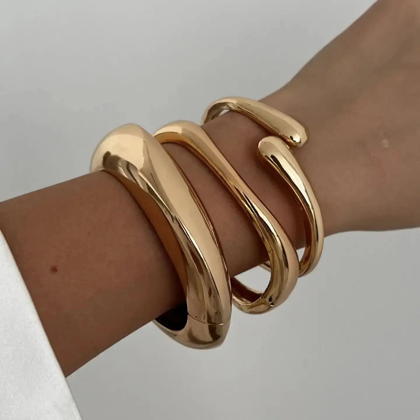 Vintage Hip Hop Metal Cuff Bangles Punk Gold Silver Color Geometric Spring Bangles For Women Bracelet women Jewelry Natalia Home Fashion    Natalia Home Fashion
