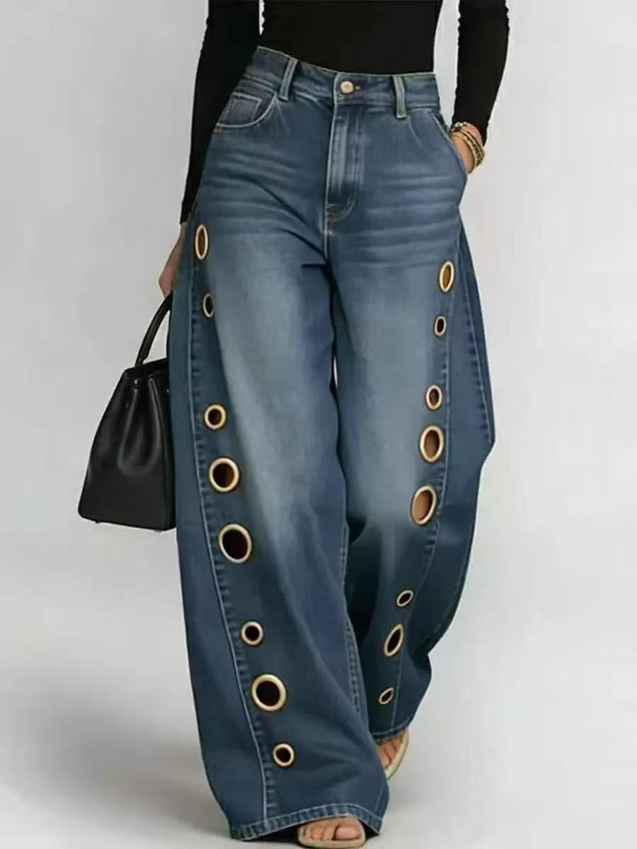 Women Straight Pants Jeans Long Length Tassels Trousers Stretch Mid Waist Washed Streetwear Denims Vintage Distressed Natalia Home Fashion    Natalia Home Fashion