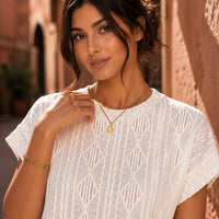 Women's Casual Round Neck Jacquard Short Sleeve Top T-shirt Leisure Commute Women Clothing