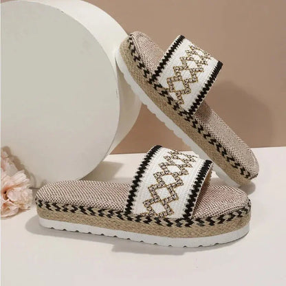 Weave Women's Slippers Platform Summer Shoes for Women  Beach Casual Heeled Sandals Bohemian Handmade Ladies Espadrilles Natalia Home Fashion    Natalia Home Fashion