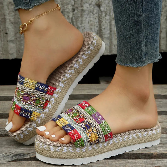 Weave Women's Slippers Platform Summer Shoes for Women New Beach Casual Heeled Sandals Bohemian Handmade Ladies Slides Natalia Home Fashion    Natalia Home Fashion