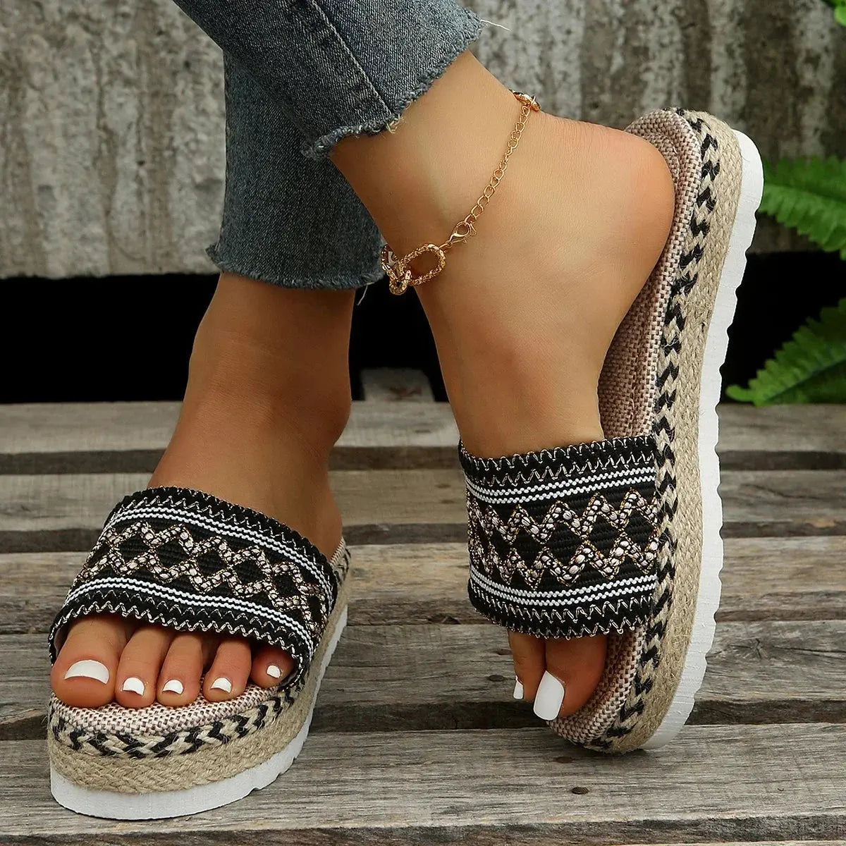 Weave Women's Slippers Platform Summer Shoes for Women New Beach Casual Heeled Sandals Bohemian Handmade Ladies Slides Natalia Home Fashion    Natalia Home Fashion