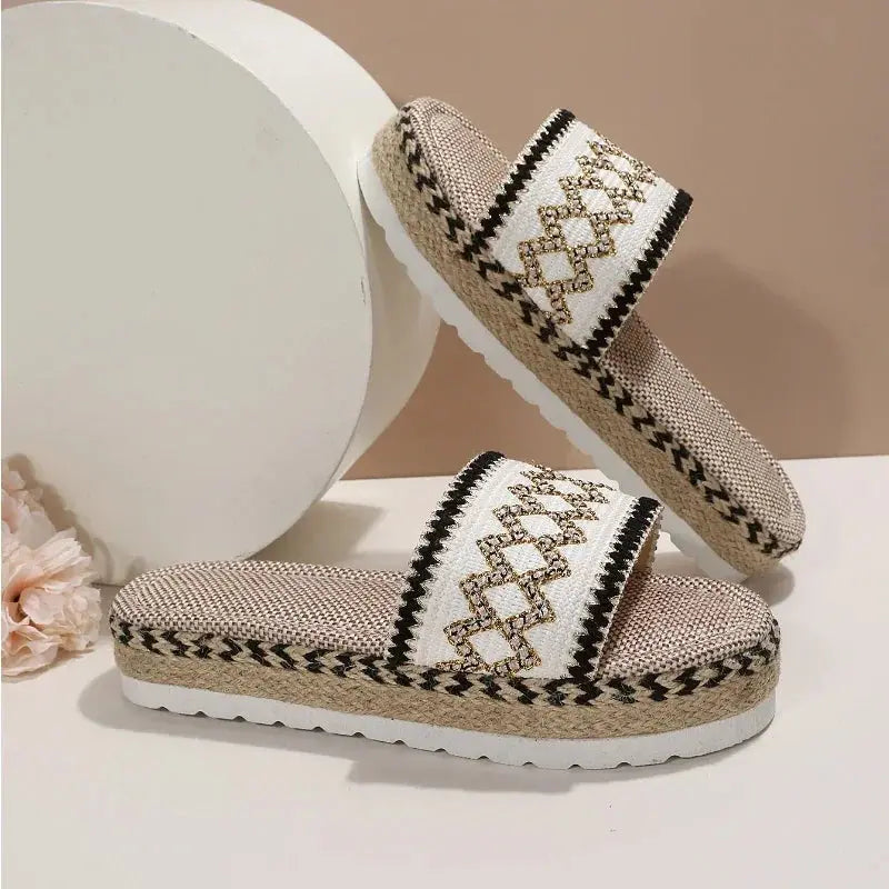 Weave Women's Slippers Platform Summer Shoes for Women New Beach Casual Heeled Sandals Bohemian Handmade Ladies Slides Natalia Home Fashion    Natalia Home Fashion