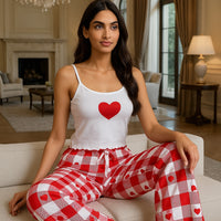 Print suspenders and trousers two-piece set comfortable home casual sexy women's pajamas