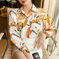 Vintage Style for Women Long Sleeve Flower Printed Spring Autumn semi formal Style Elegant Single Breasted Shirt