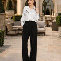Women's Blouse Long Sleeve Rose Printed Fashionable Chiffon Shirt Long Sleeve Top Natalia Home Fashion    Natalia Home Fashion