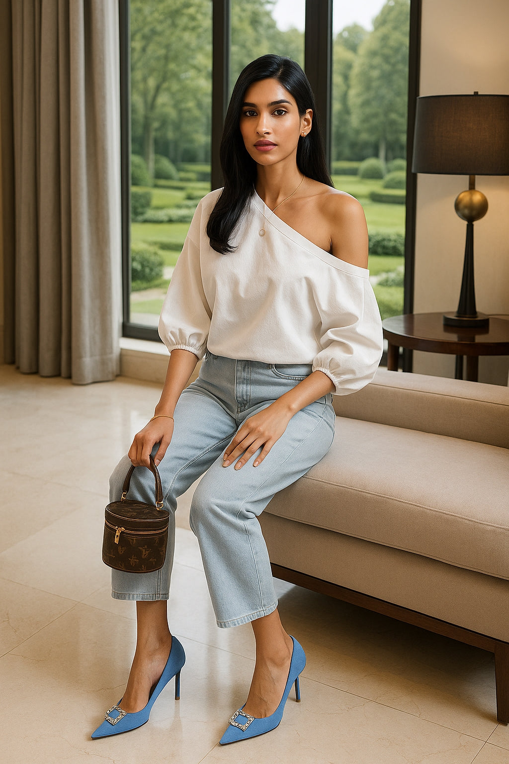 French Acetate Satin Short Sleeve Shirt Women Summer Beautiful Shirt Short Design Loose Slim Slanted Shoulder Top