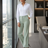 Women Blouses Shirts Lady Casual Long Sleeve Turn-down Collar Solid Color Blouse Tops Natalia Home Fashion    Natalia Home Fashion