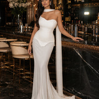 Elegant High Elasticity Mesh Long Skirt Evening Dress Women's Gown Fashionable Wrap Style Bodycon Design Knitted Fabric