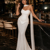 Elegant High Elasticity Mesh Long Skirt Evening Dress Women's Gown Fashionable Wrap Style Bodycon Design Knitted Fabric