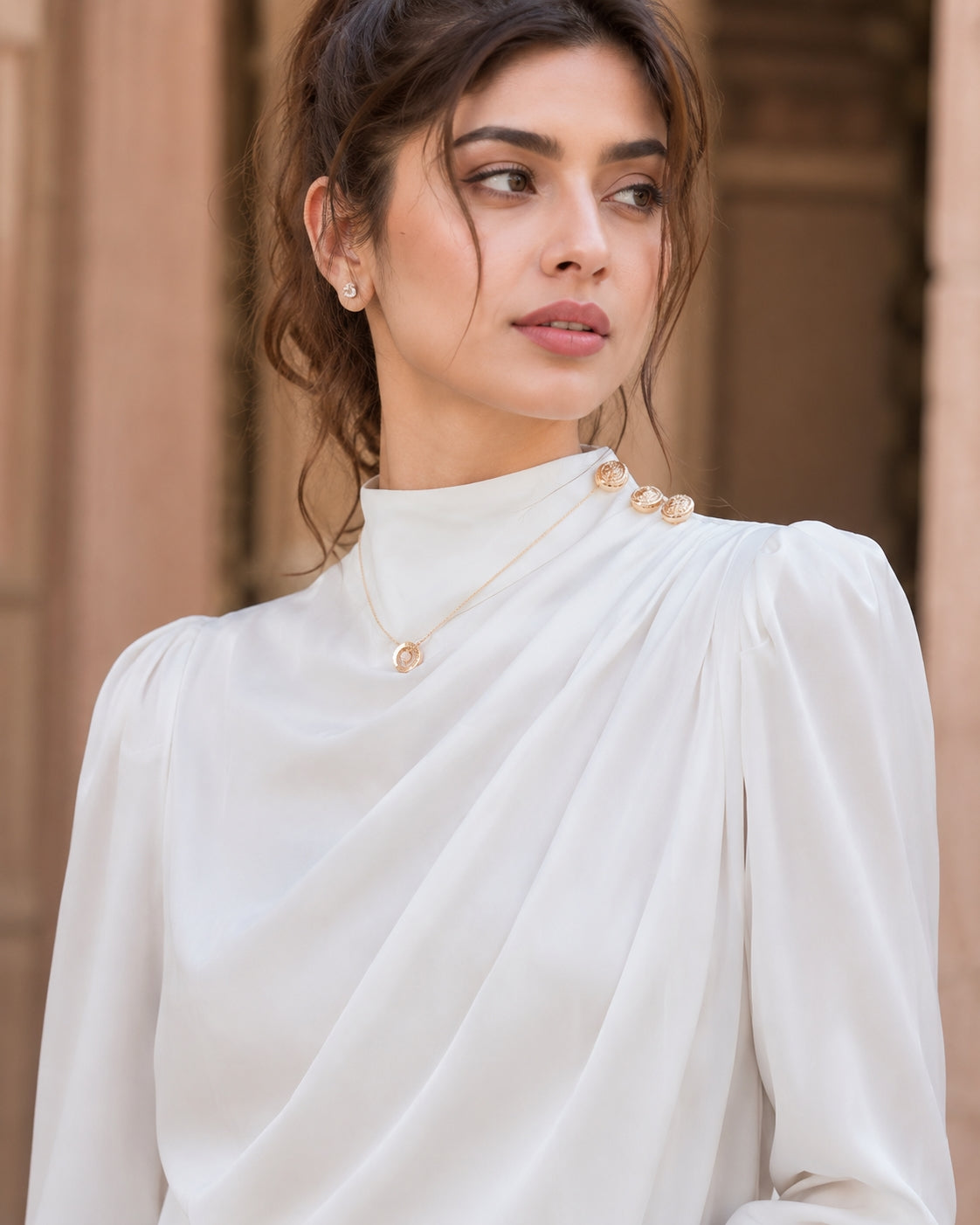 Stylish Long Sleeve Women Satin Blouses Elegant Loose O-neck Buttons Ladies Pullovers Shirts Tops Natalia Home Fashion    Natalia Home Fashion