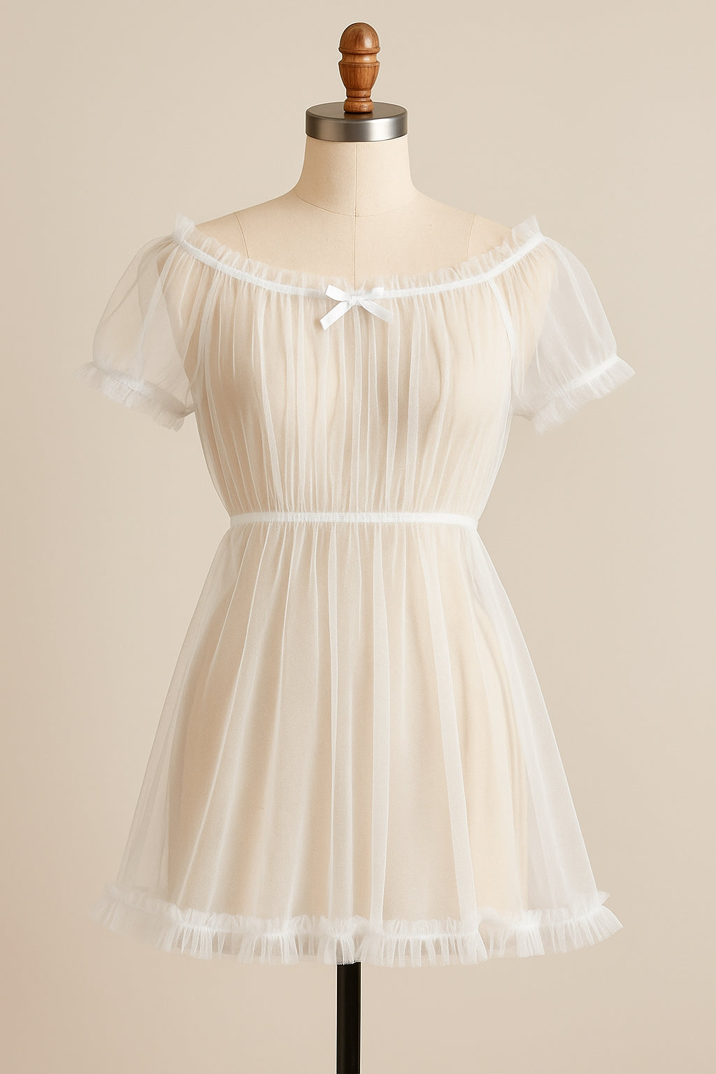 Tulle Temptation Sexy Lingerie Princess Dress Sexy Sleepwear Word Shoulder Mesh Tutu Night Dress Nightgowns Women - Natalia Home Fashion