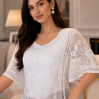 Loose Lace Blouse Women Butterfly Sleeve Chiffon Shirt Woman Fashion Casual Floral Shirt Tops