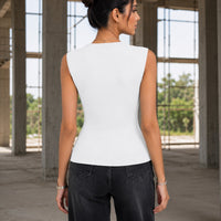 Spring Summer Elegant Stylish Daily Dating Casual Women's Sleeveless Tops Side Ruched Asymmetric Hem One-Shoulder Cut out