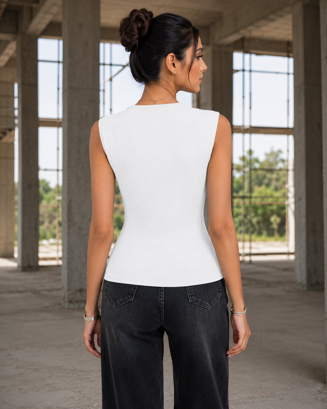 Spring Summer Elegant Stylish Daily Dating Casual Women's Sleeveless Tops Side Ruched Asymmetric Hem One-Shoulder Cut out