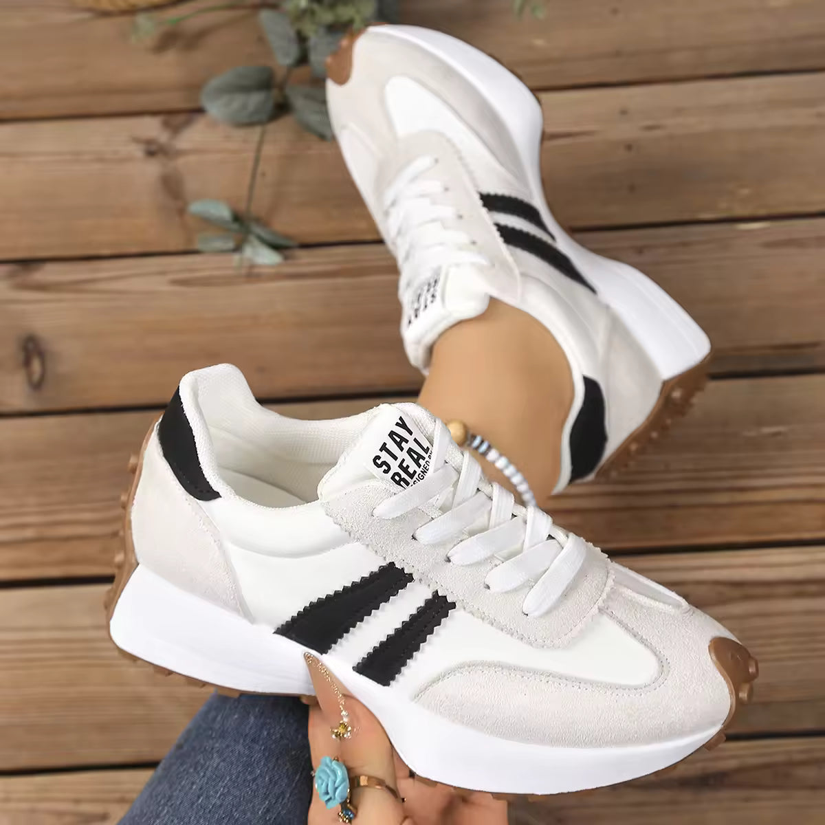 Retro Platform Women's Sneakers Summer Casual Patchwork Leather Sneakers Women's Outdoor Casual Comfort Shoes