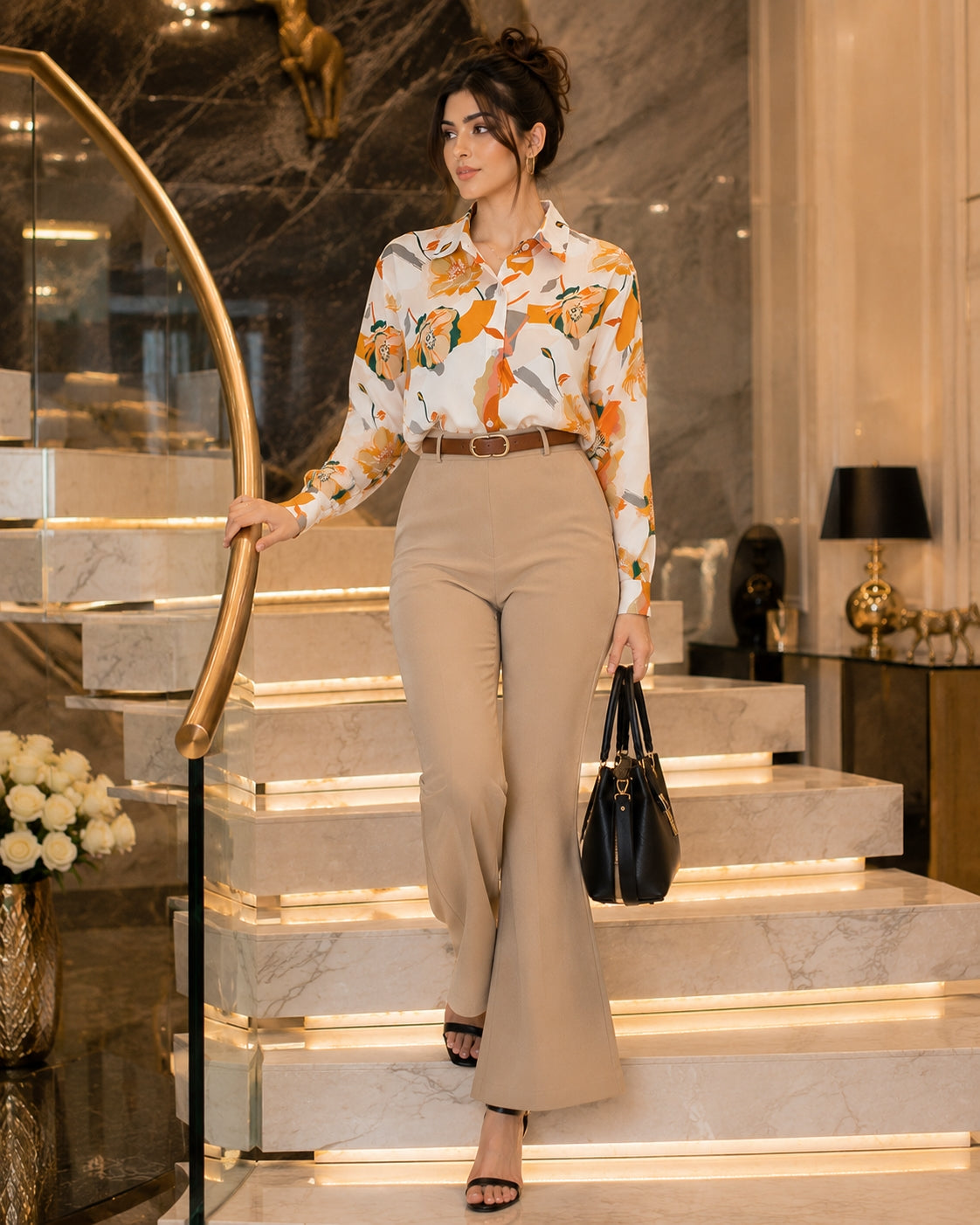 Vintage Style for Women Long Sleeve Flower Printed Spring Autumn semi formal Style Elegant Single Breasted Shirt
