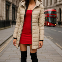 Women's Winter Cotton Jacket Slim Fit down Cotton Coat Warm Outerwear Long Sleeve Fashionable Middle Length - Natalia Home Fashion